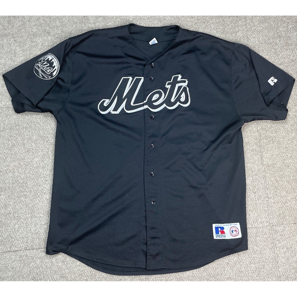 Russell Athletic Vintage Rare MLB Black New York Mets Baseball Jersey Size XXL